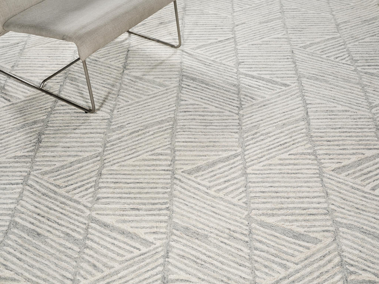 Exquisite Rugs Kascata Handmade Hand-tufted New Zealand Wool on Canvas 6786 Silver/Ivory 2' x 3' Area Rug