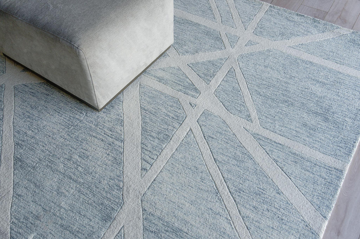Exquisite Rugs Miami Handmade Hand-tufted New Zealand Wool on Canvas 6791 Silver/Ivory 6' x 9' Area Rug