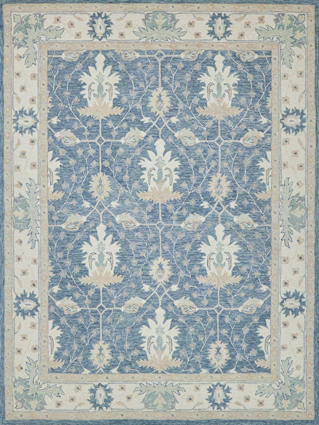 Exquisite Rugs Claremont Oushak Handmade Hand-tufted New Zealand Wool on Canvas 6793 Blue/Ivory 8' x 10' Area Rug