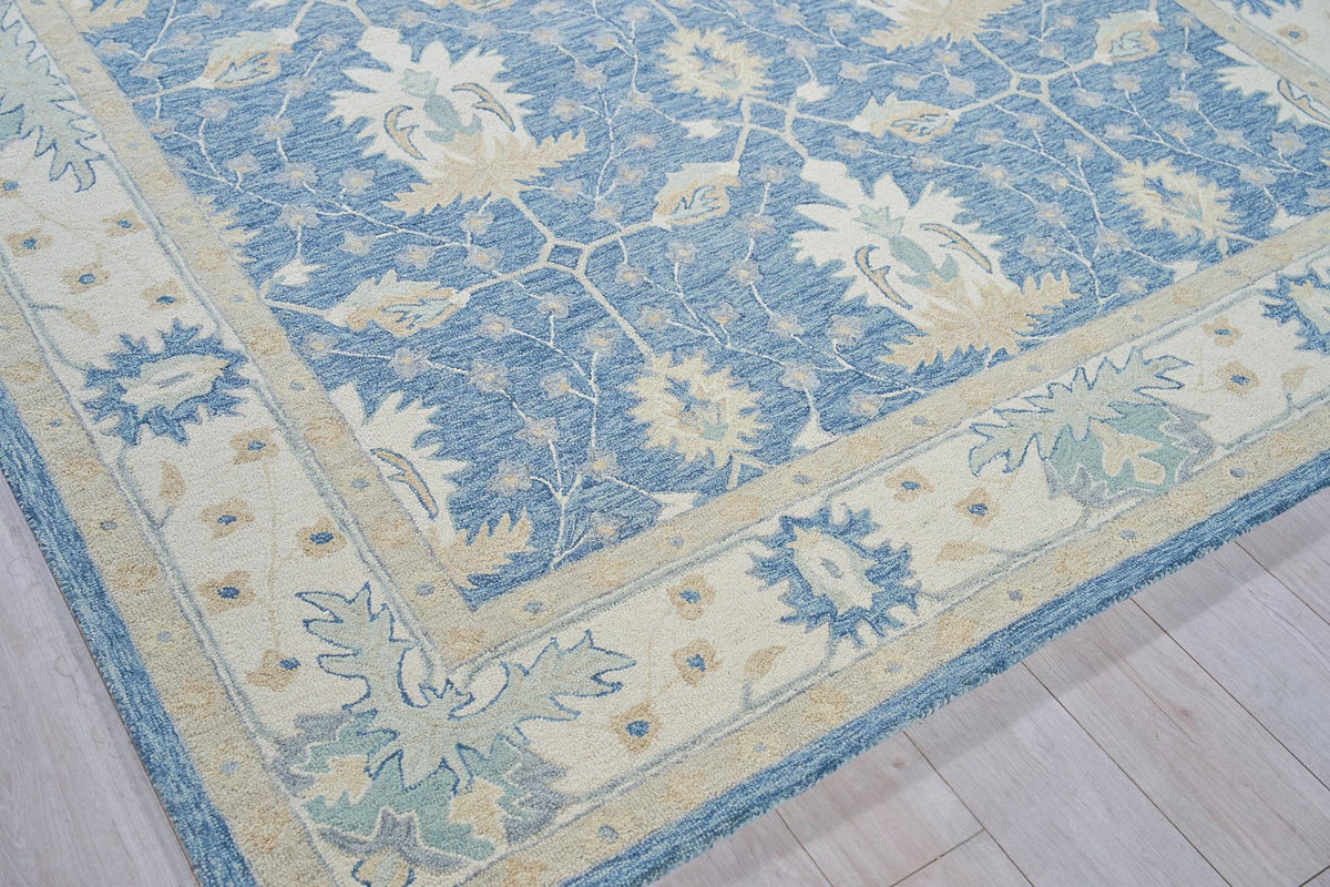 Exquisite Rugs Claremont Oushak Handmade Hand-tufted New Zealand Wool on Canvas 6793 Blue/Ivory 10' x 8' Area Rug