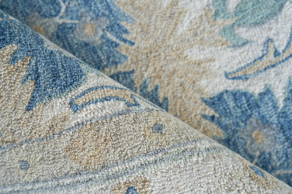 Exquisite Rugs Claremont Oushak Handmade Hand-tufted New Zealand Wool on Canvas 6793 Blue/Ivory 10' x 8' Area Rug