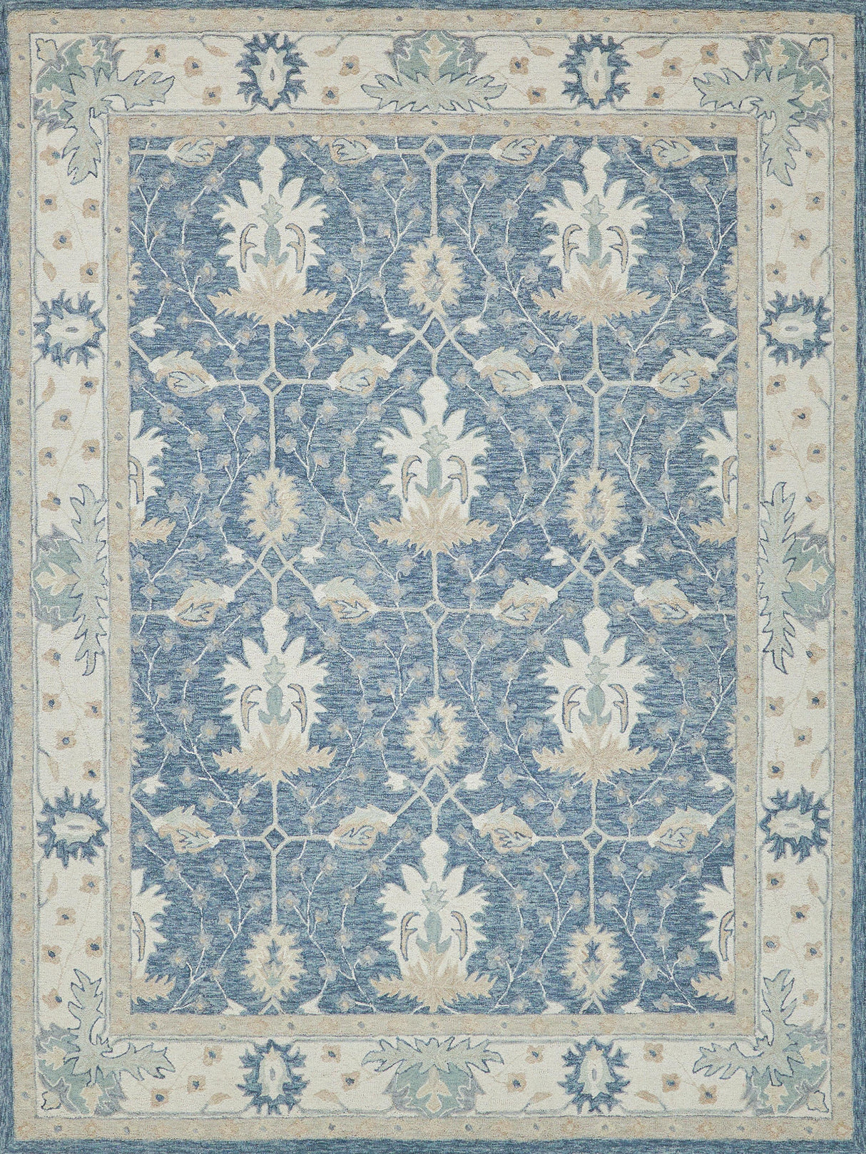 Exquisite Rugs Claremont Oushak Handmade Hand-tufted New Zealand Wool on Canvas 6793 Blue/Ivory 9' x 12' Area Rug