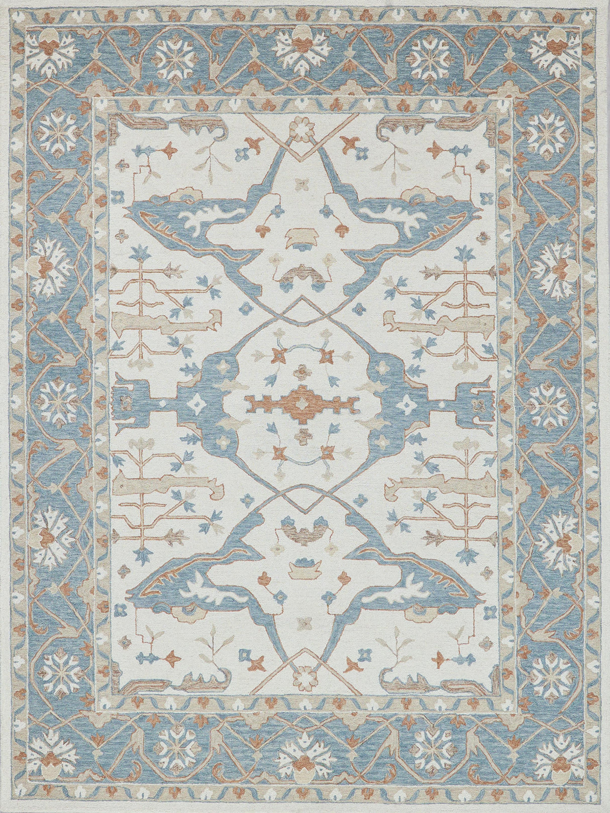 Exquisite Rugs Claremont Oushak Handmade Hand-tufted New Zealand Wool on Canvas 6794 Ivory/Light Blue 12' x 15' Area Rug