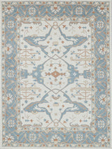Exquisite Rugs Claremont Oushak Handmade Hand-tufted New Zealand Wool on Canvas 6794 Ivory/Light Blue 12' x 15' Area Rug
