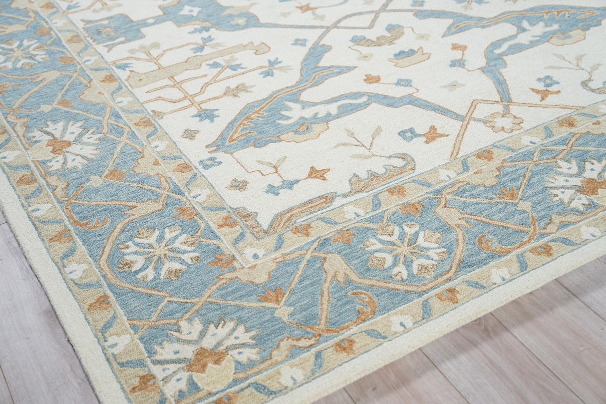Exquisite Rugs Claremont Oushak Handmade Hand-tufted New Zealand Wool on Canvas 6794 Ivory/Light Blue 12' x 15' Area Rug