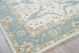 Exquisite Rugs Claremont Oushak Handmade Hand-tufted New Zealand Wool on Canvas 6794 Ivory/Light Blue 12' x 15' Area Rug