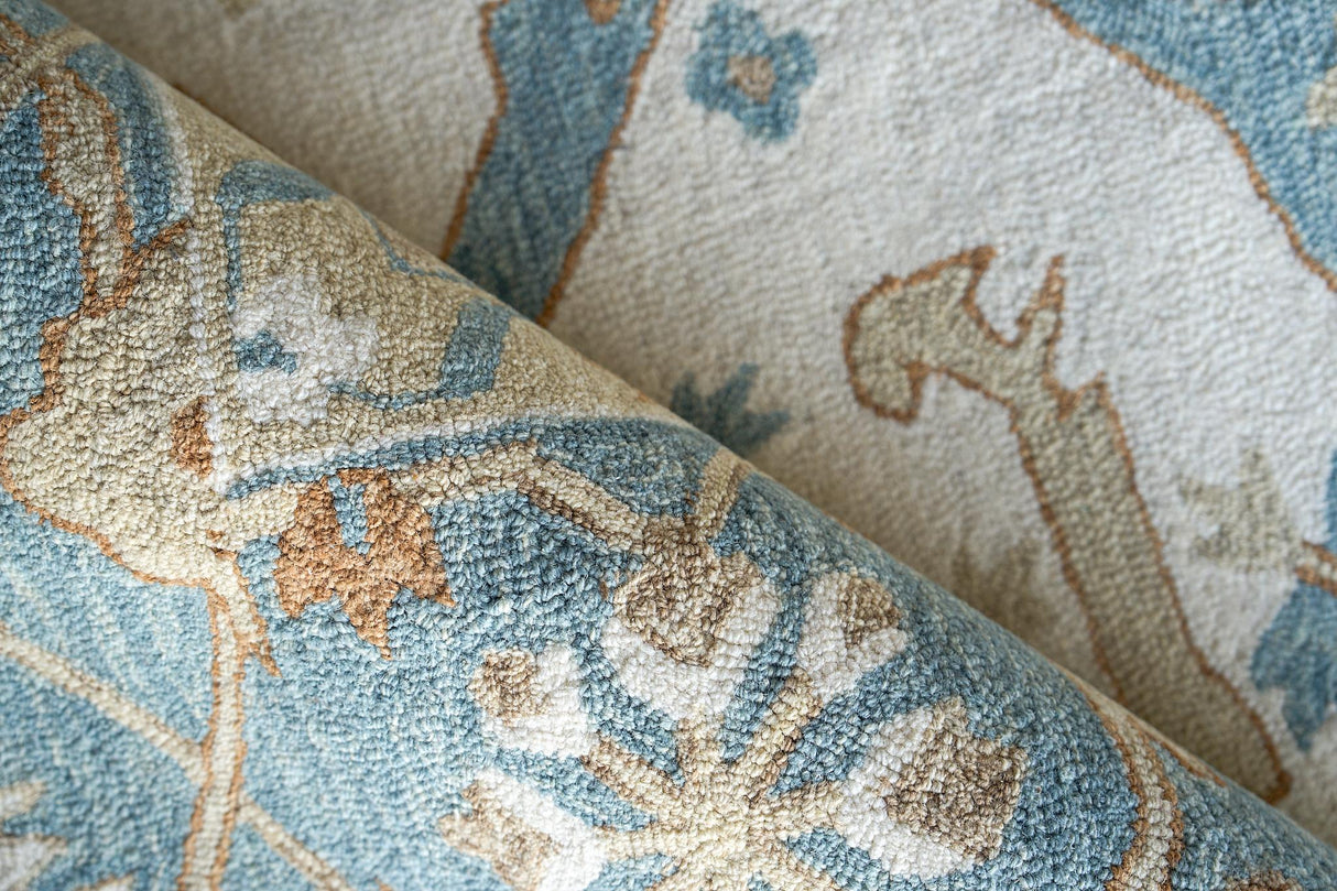 Exquisite Rugs Claremont Oushak Handmade Hand-tufted New Zealand Wool on Canvas 6794 Ivory/Light Blue 12' x 15' Area Rug