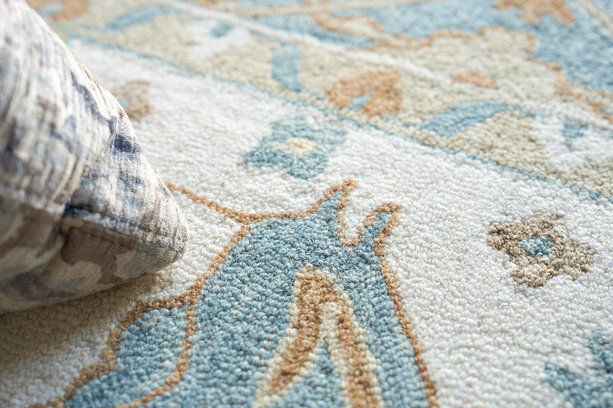 Exquisite Rugs Claremont Oushak Handmade Hand-tufted New Zealand Wool on Canvas 6794 Ivory/Light Blue 12' x 15' Area Rug