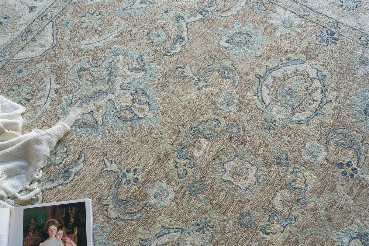 Exquisite Rugs Claremont Oushak Handmade Hand-tufted New Zealand Wool on Canvas 6795 Light Brown/Ivory 12' x 15' Area Rug