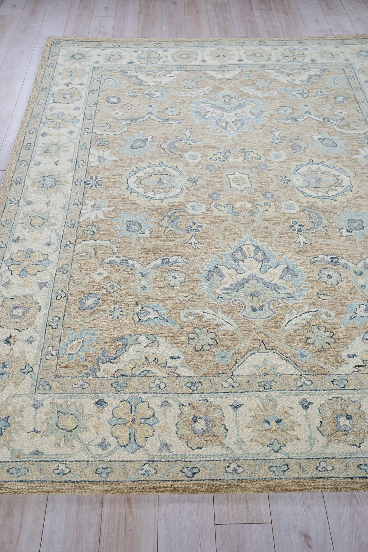 Exquisite Rugs Claremont Oushak Handmade Hand-tufted New Zealand Wool on Canvas 6795 Light Brown/Ivory 14' x 18' Area Rug