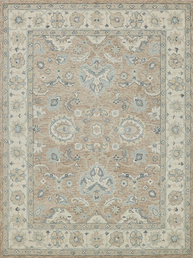 Exquisite Rugs Claremont Oushak Handmade Hand-tufted New Zealand Wool on Canvas 6795 Light Brown/Ivory 5' x 8' Area Rug