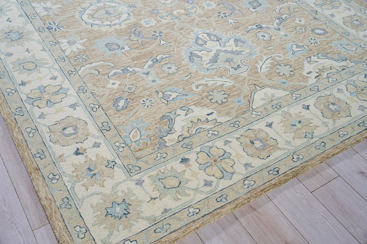 Exquisite Rugs Claremont Oushak Handmade Hand-tufted New Zealand Wool on Canvas 6795 Light Brown/Ivory 9' x 12' Area Rug