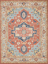 Exquisite Rugs Richmond Serapi Handmade Hand-tufted New Zealand Wool on Canvas 6796 Beige/Red 5' x 8' Area Rug