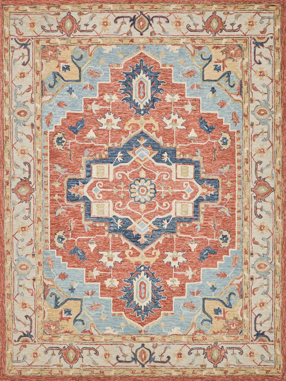 Exquisite Rugs Richmond Serapi Handmade Hand-tufted New Zealand Wool on Canvas 6796 Beige/Red 6' x 9' Area Rug