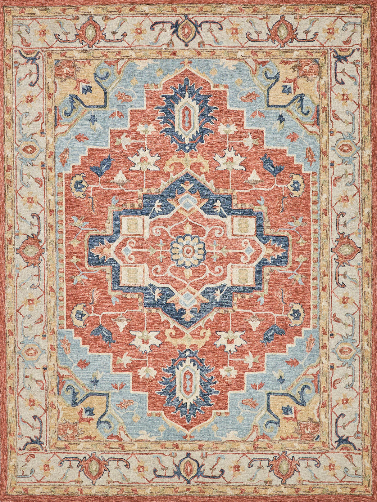 Exquisite Rugs Richmond Serapi Handmade Hand-tufted New Zealand Wool on Canvas 6796 Beige/Red 9' x 12' Area Rug