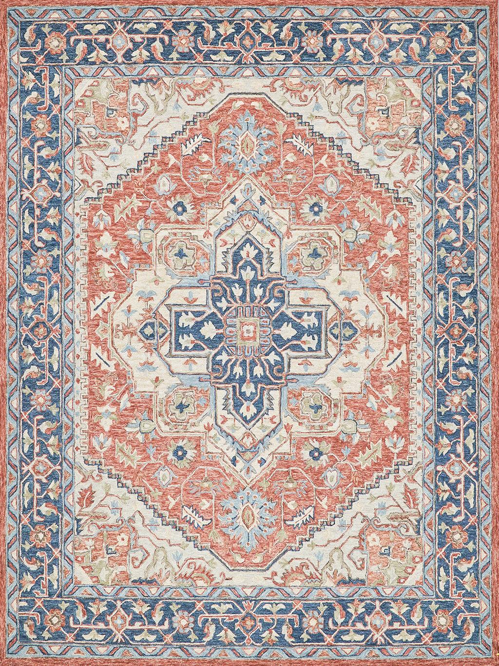 Exquisite Rugs Richmond Serapi Handmade Hand-tufted New Zealand Wool on Canvas 6799 Red/Blue 8' x 10' Area Rug