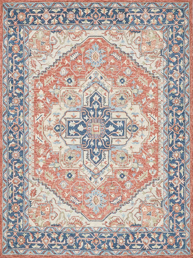 Exquisite Rugs Richmond Serapi Handmade Hand-tufted New Zealand Wool on Canvas 6799 Red/Blue 6' x 9' Area Rug