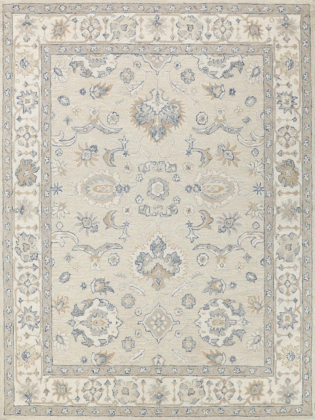 Exquisite Rugs Marietta Oushak Handmade Hand-tufted New Zealand Wool on Canvas 6822 Ivory/Ivory 9' x 12' Area Rug