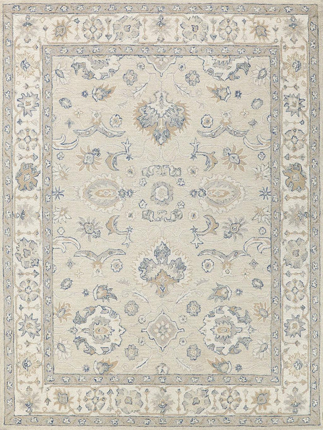 Exquisite Rugs Marietta Oushak Handmade Hand-tufted New Zealand Wool on Canvas 6822 Ivory/Ivory 9' x 12' Area Rug