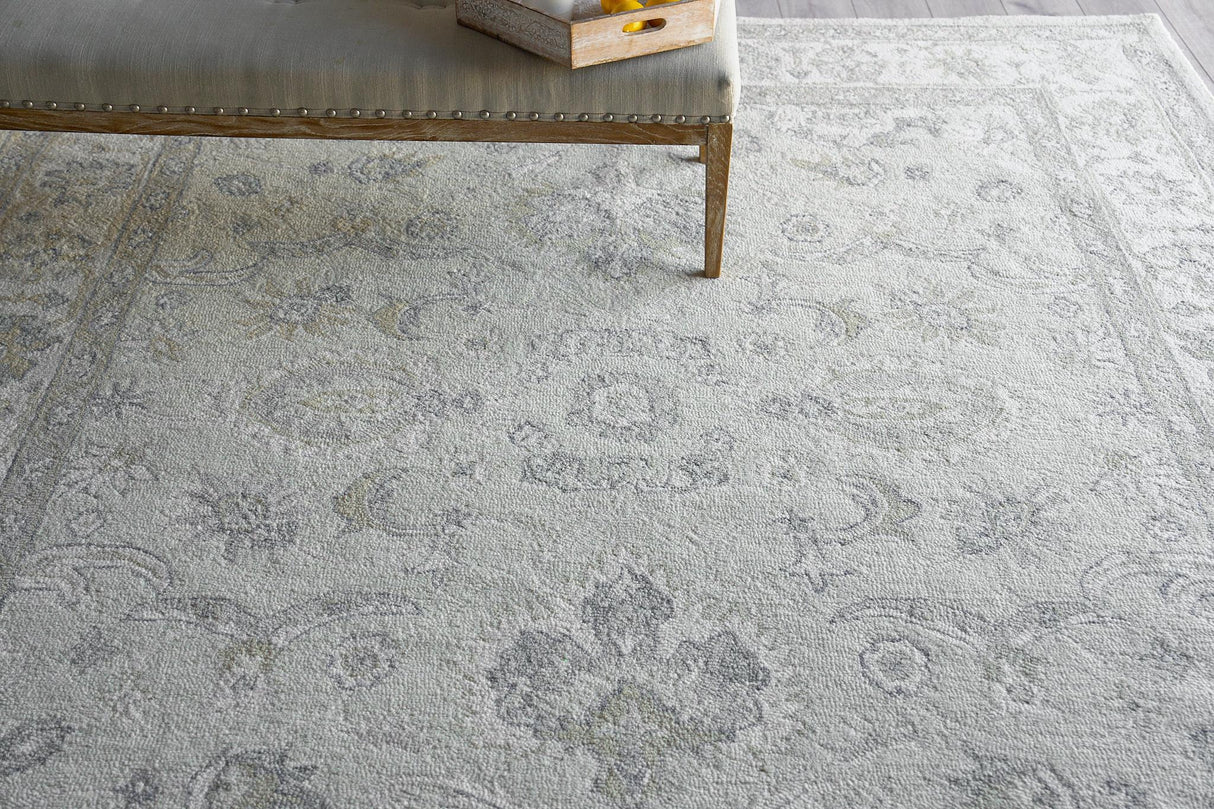 Exquisite Rugs Marietta Oushak Handmade Hand-tufted New Zealand Wool on Canvas 6822 Ivory/Ivory 9' x 12' Area Rug