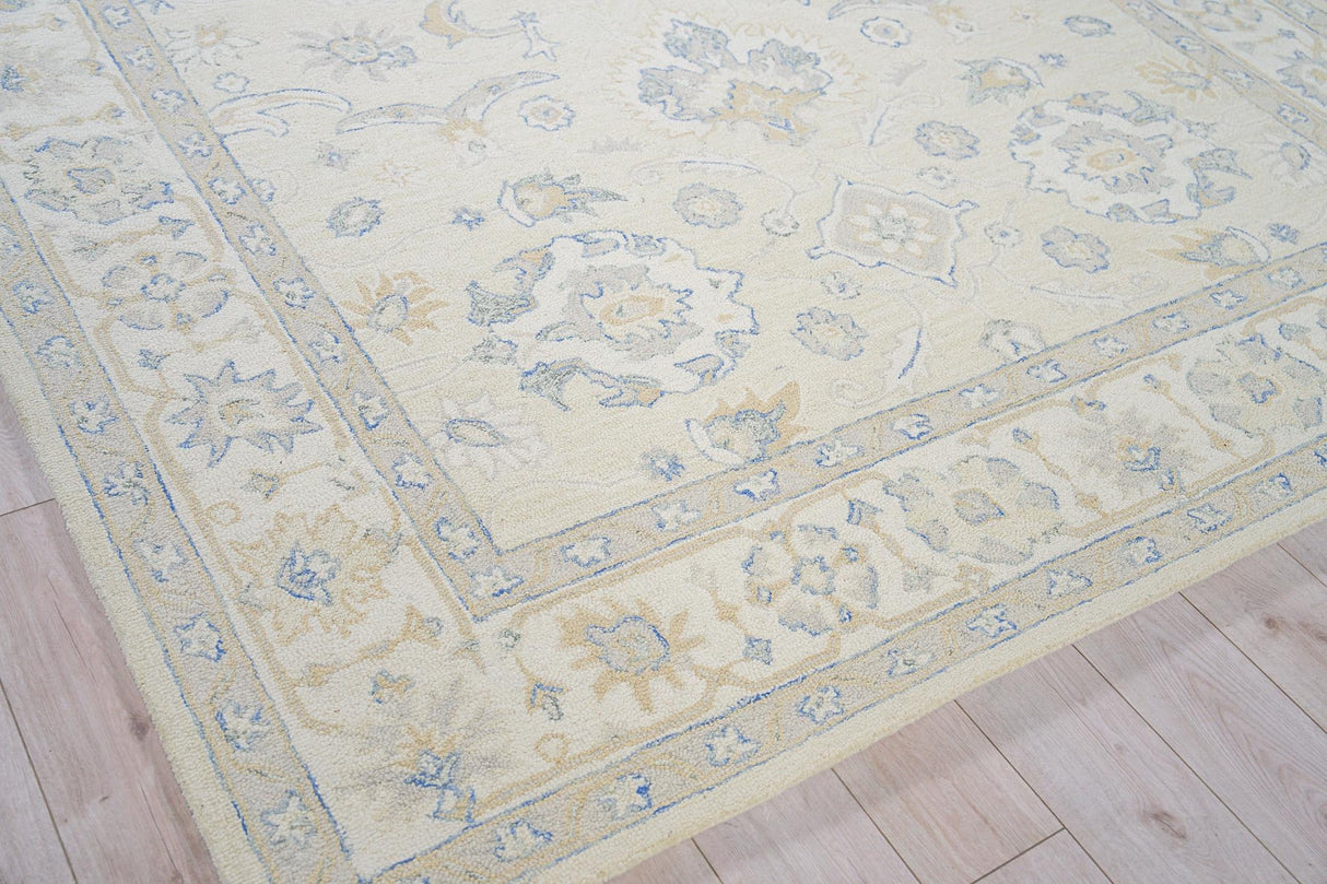Exquisite Rugs Marietta Oushak Handmade Hand-tufted New Zealand Wool on Canvas 6822 Ivory/Ivory 9' x 12' Area Rug