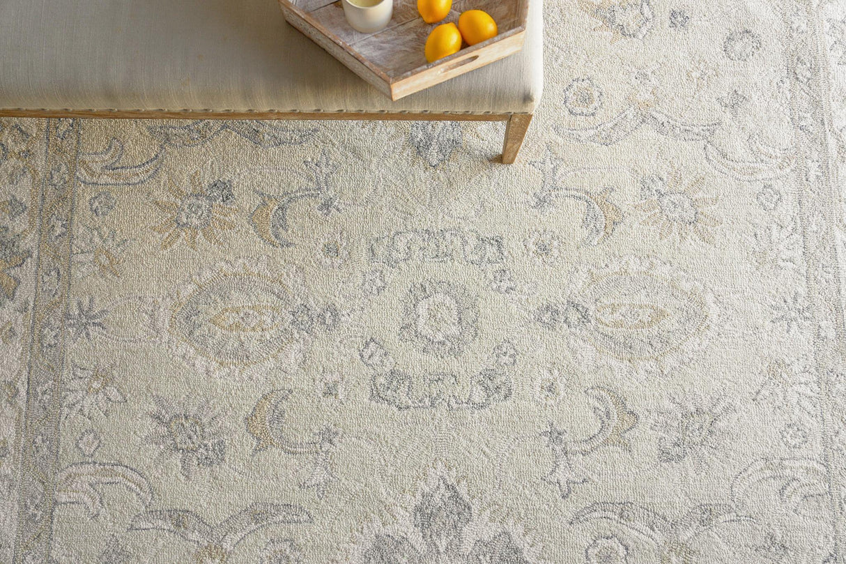 Exquisite Rugs Marietta Oushak Handmade Hand-tufted New Zealand Wool on Canvas 6822 Ivory/Ivory 9' x 12' Area Rug