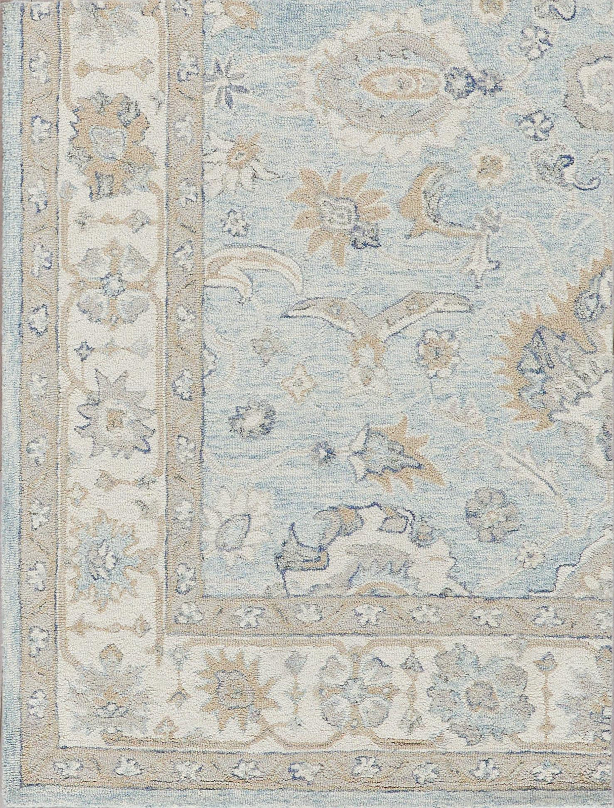 Exquisite Rugs Marietta Oushak Handmade Hand-tufted New Zealand Wool on Canvas 6823 Light Blue/Ivory 6' x 9' Area Rug