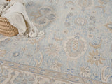 Exquisite Rugs Marietta Oushak Handmade Hand-tufted New Zealand Wool on Canvas 6823 Light Blue/Ivory 6' x 9' Area Rug