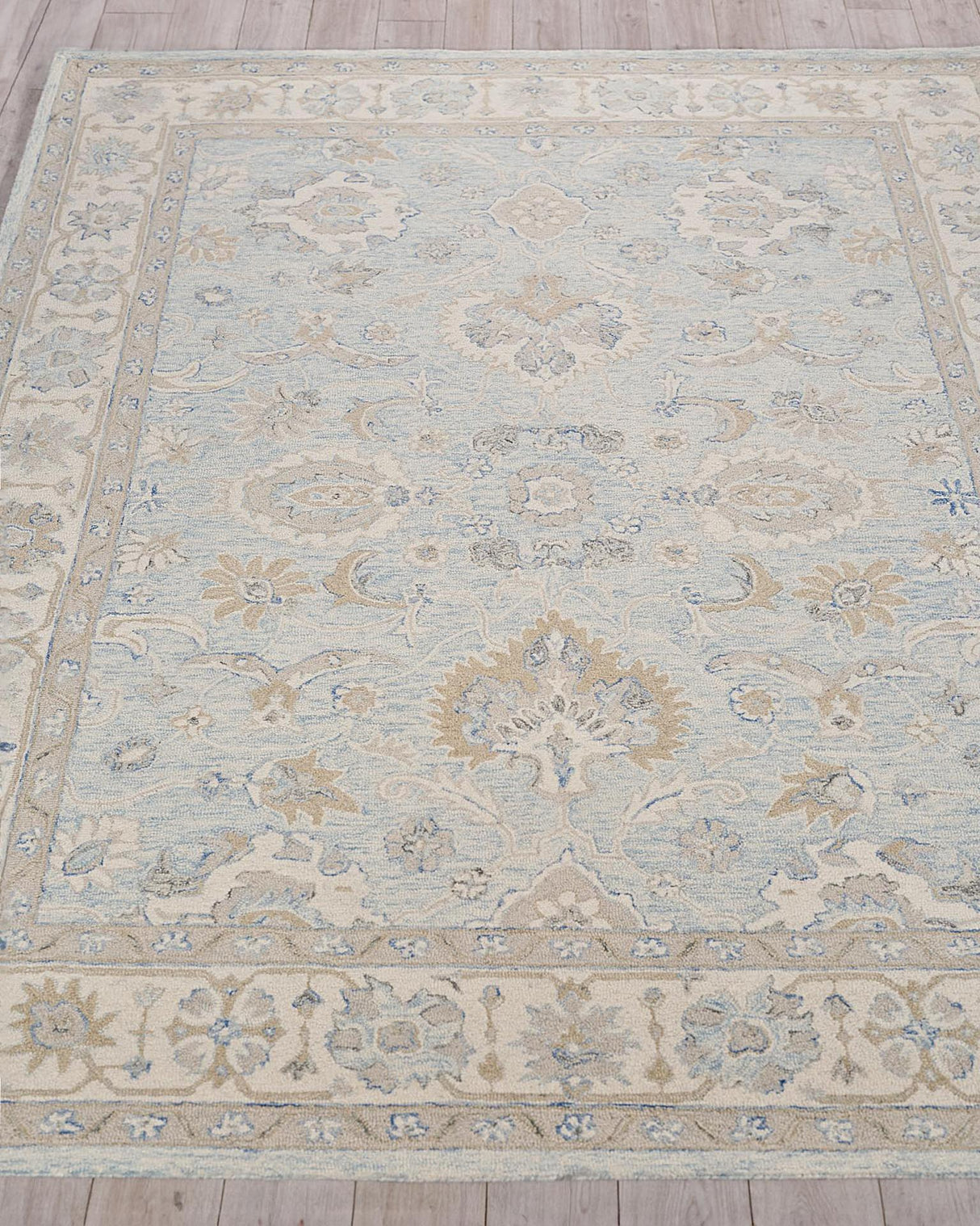Exquisite Rugs Marietta Oushak Handmade Hand-tufted New Zealand Wool on Canvas 6823 Light Blue/Ivory 8' x 10' Area Rug