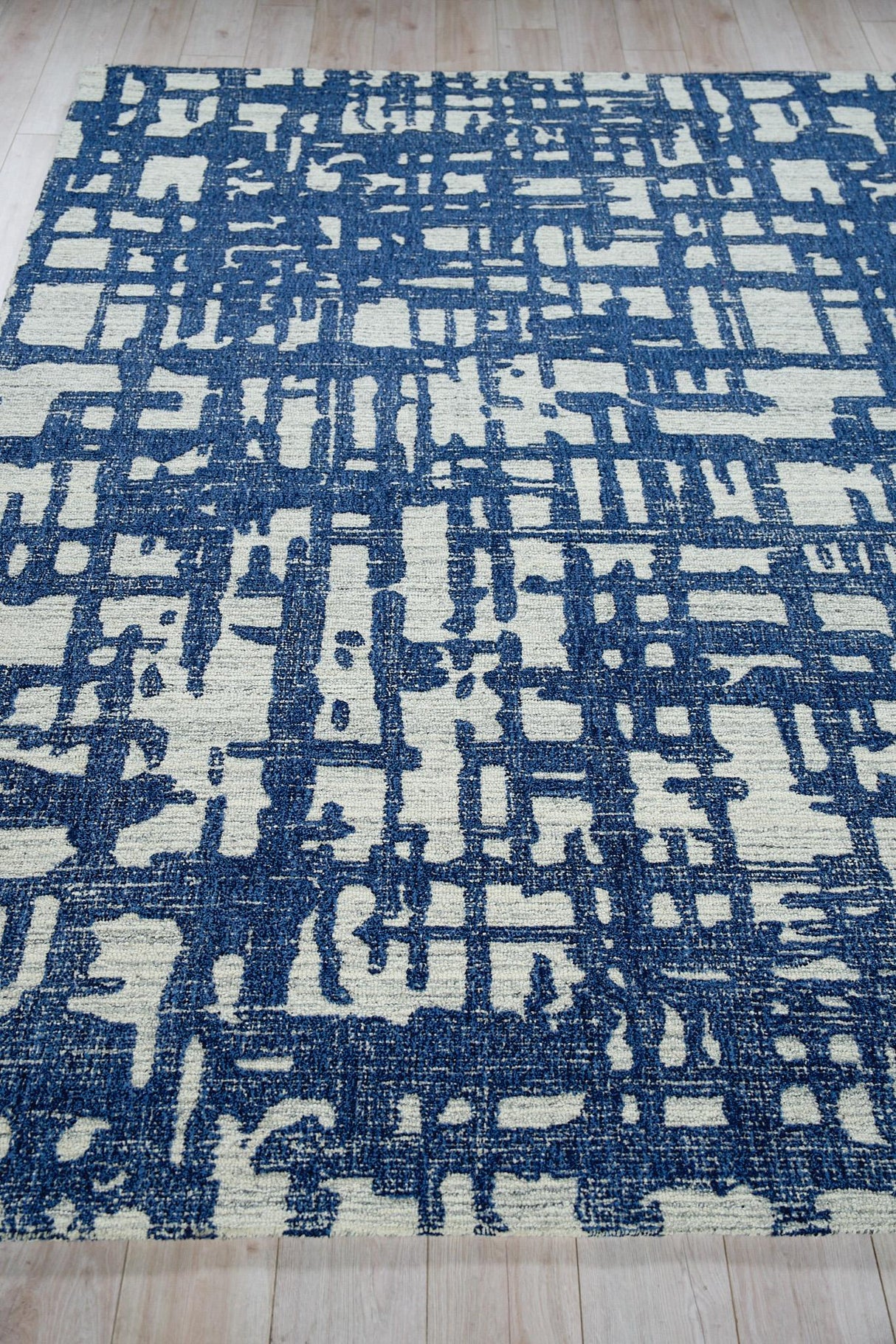 Exquisite Rugs Aspen Handmade Hand-tufted New Zealand Wool on Canvas 6824 Navy/Natural Gray 9' x 12' Area Rug