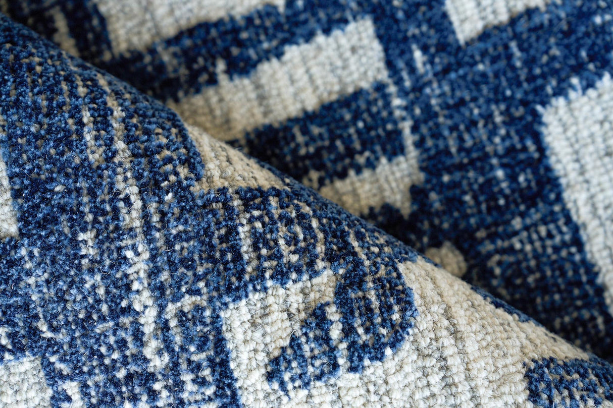Exquisite Rugs Aspen Handmade Hand-tufted New Zealand Wool on Canvas 6824 Navy/Natural Gray 9' x 12' Area Rug