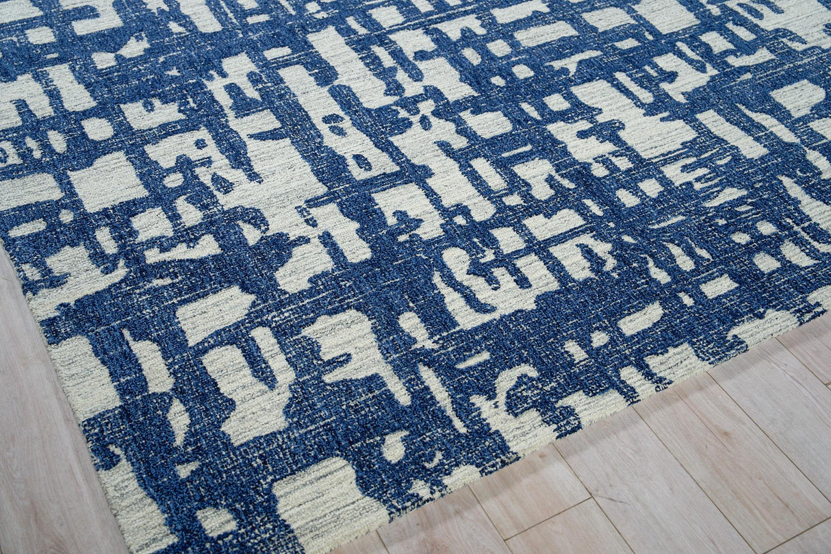 Exquisite Rugs Aspen Handmade Hand-tufted New Zealand Wool on Canvas 6824 Navy/Natural Gray 8' x 10' Area Rug