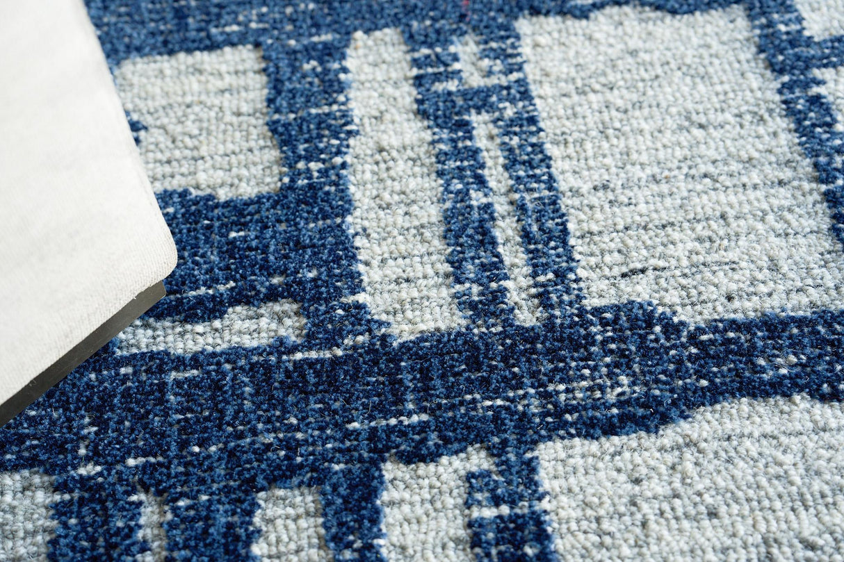 Exquisite Rugs Aspen Handmade Hand-tufted New Zealand Wool on Canvas 6824 Navy/Natural Gray 8' x 10' Area Rug