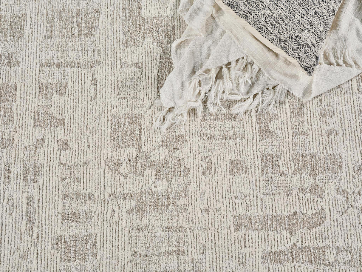 Exquisite Rugs Aspen Handmade Hand-tufted New Zealand Wool on Canvas 6827 Natural Beige/Ivory 10' x 14' Area Rug