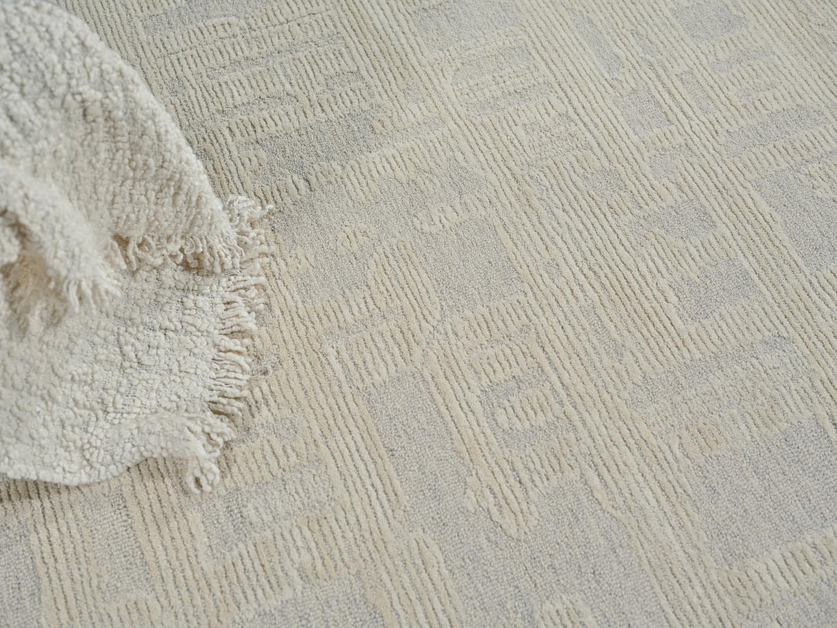 Exquisite Rugs Aspen Handmade Hand-tufted New Zealand Wool on Canvas 6828 Silver/Ivory 10' x 14' Area Rug
