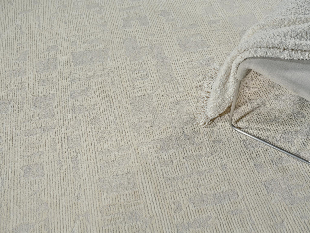 Exquisite Rugs Aspen Handmade Hand-tufted New Zealand Wool on Canvas 6828 Silver/Ivory 8' x 10' Area Rug