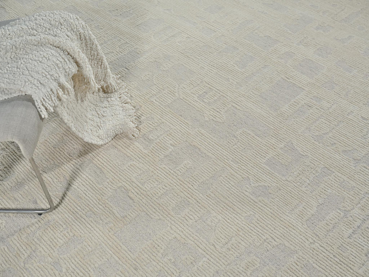 Exquisite Rugs Aspen Handmade Hand-tufted New Zealand Wool on Canvas 6828 Silver/Ivory 6' x 9' Area Rug