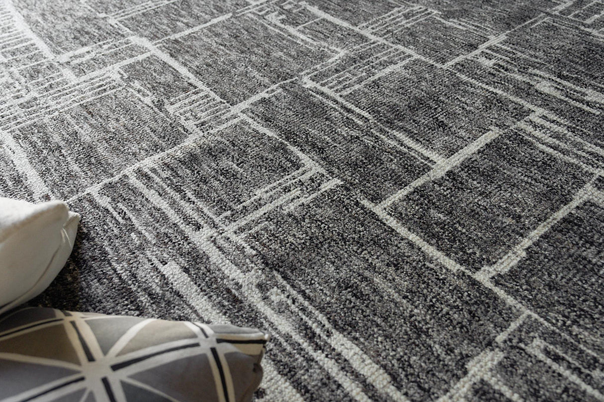 Exquisite Rugs Aldridge Hand-Knotted New Zealand Wool/Bamboo Silk 6829 Charcoal/Ivory 12' x 15' Area Rug