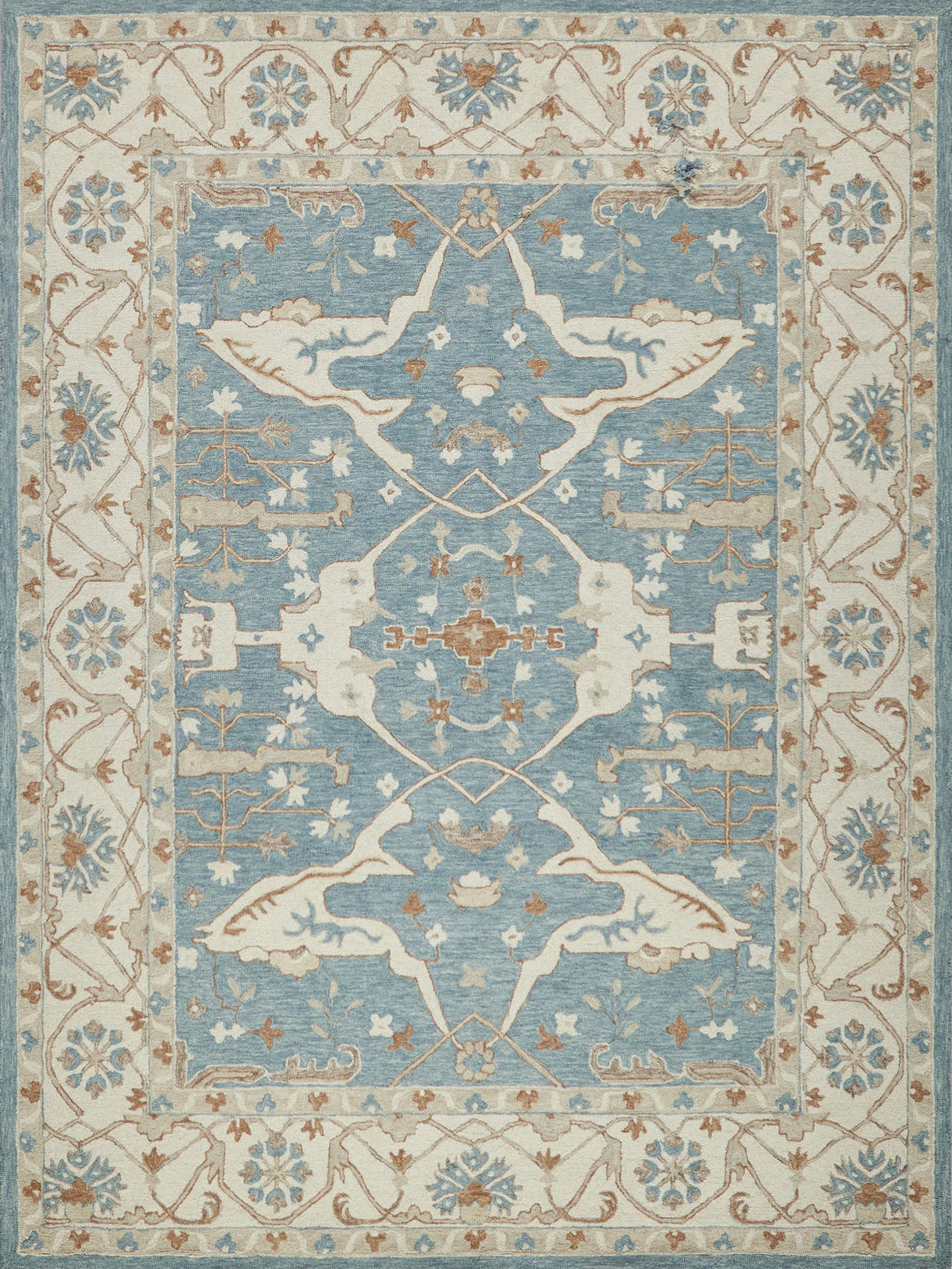 Exquisite Rugs Claremont Oushak Handmade Hand-tufted New Zealand Wool on Canvas 6831 Ivory/Light Blue 14' x 18' Area Rug