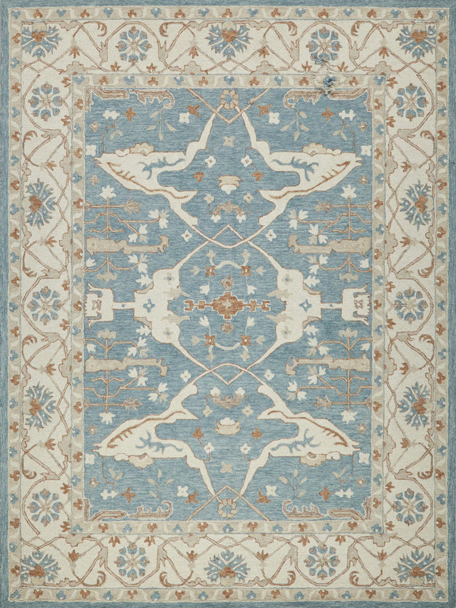 Exquisite Rugs Claremont Oushak Handmade Hand-tufted New Zealand Wool on Canvas 6831 Ivory/Light Blue 14' x 18' Area Rug