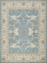Exquisite Rugs Claremont Oushak Handmade Hand-tufted New Zealand Wool on Canvas 6831 Ivory/Light Blue 5' x 8' Area Rug