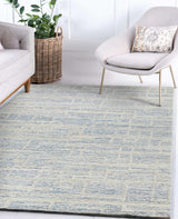 Exquisite Rugs Park City Handmade Hand-tufted New Zealand Wool on Canvas 6838 Blue/Ivory 9' x 6' Area Rug
