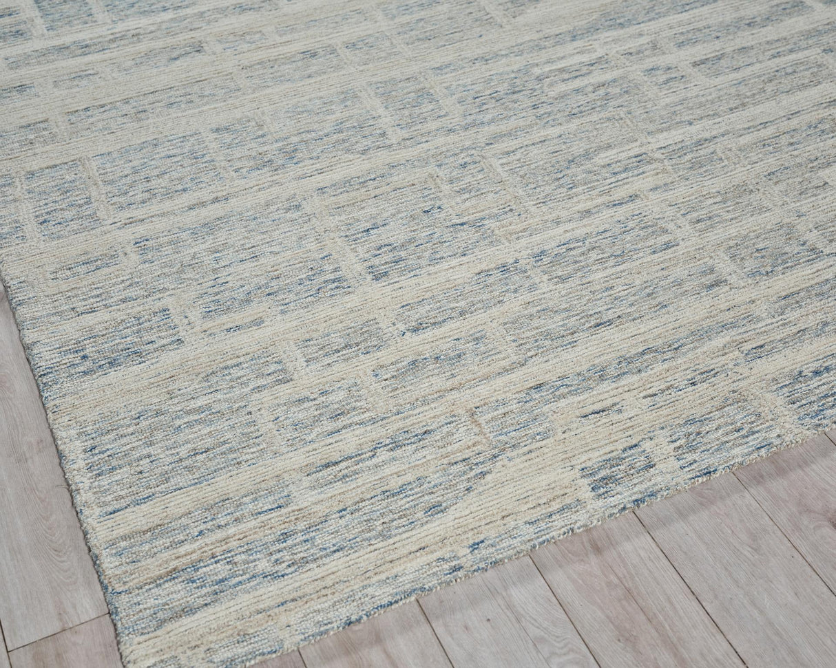 Exquisite Rugs Park City Handmade Hand-tufted New Zealand Wool on Canvas 6838 Blue/Ivory 9' x 6' Area Rug