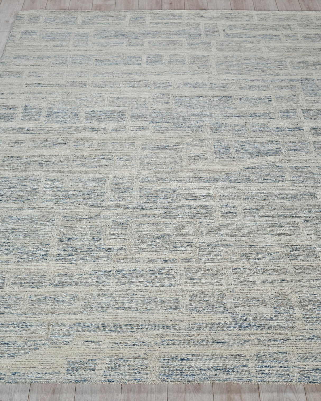 Exquisite Rugs Park City Handmade Hand-tufted New Zealand Wool on Canvas 6838 Blue/Ivory 9' x 6' Area Rug