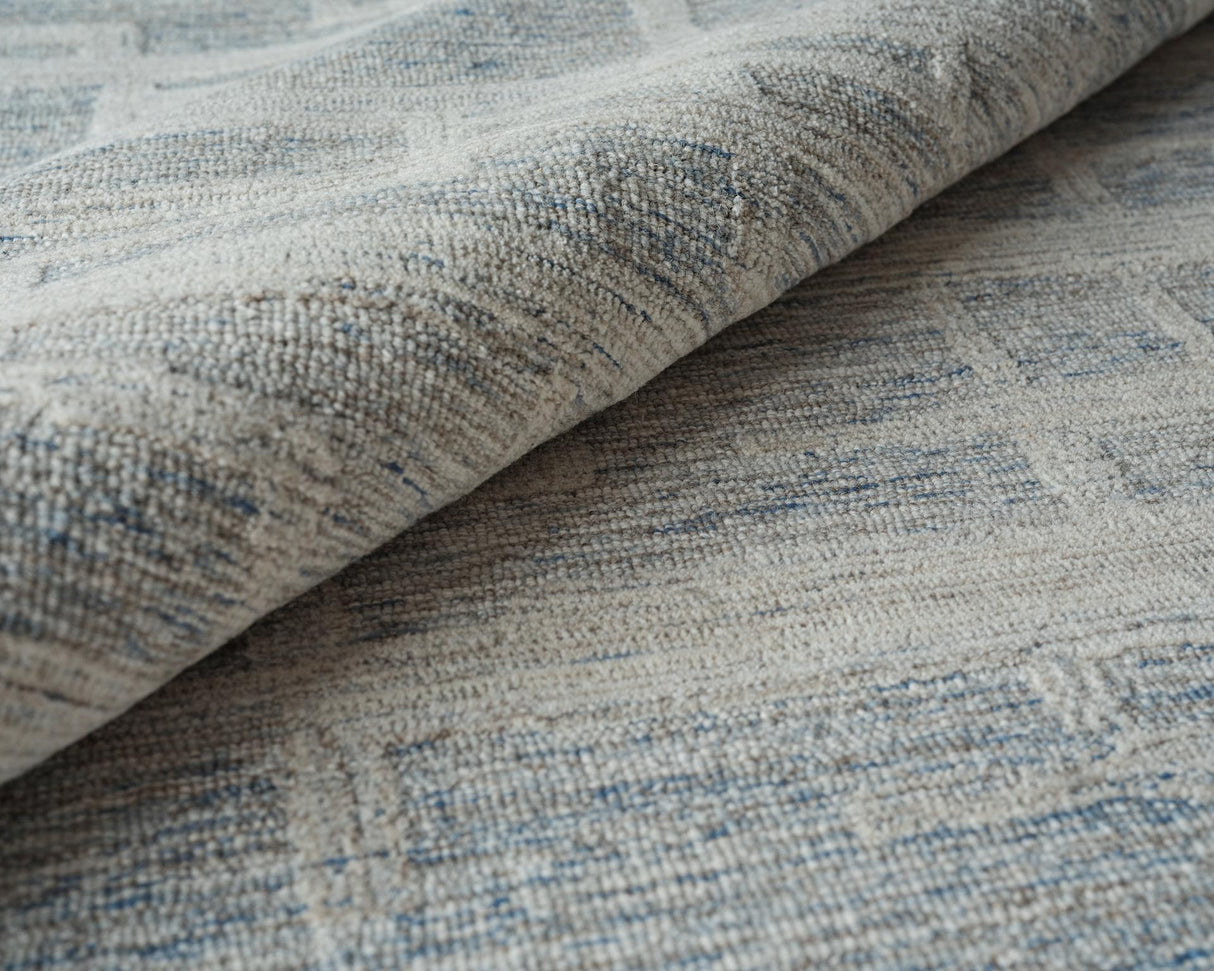 Exquisite Rugs Park City Handmade Hand-tufted New Zealand Wool on Canvas 6838 Blue/Ivory 9' x 6' Area Rug