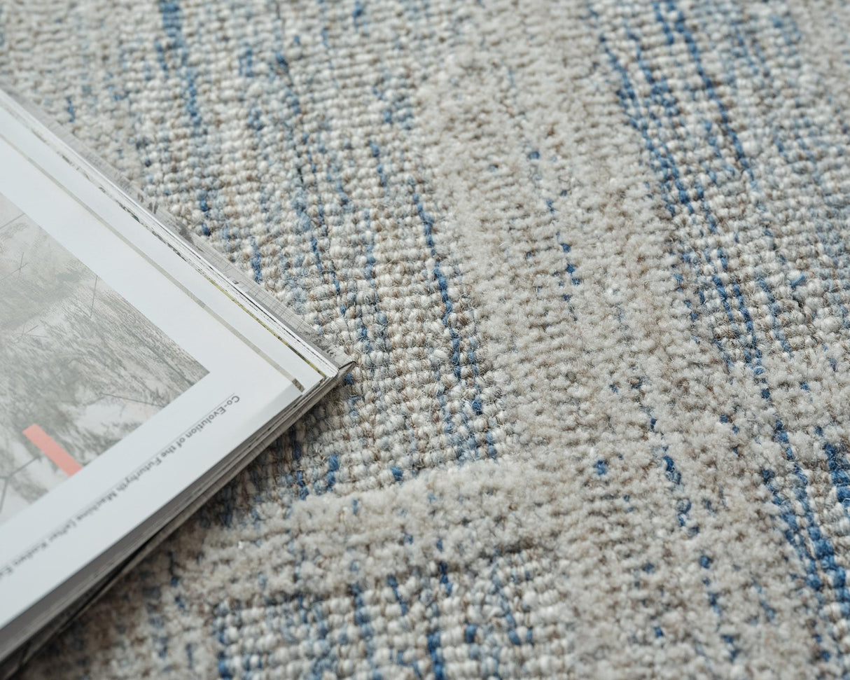 Exquisite Rugs Park City Handmade Hand-tufted New Zealand Wool on Canvas 6838 Blue/Ivory 9' x 6' Area Rug
