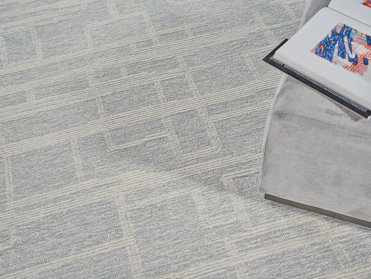 Exquisite Rugs Park City Handmade Hand-tufted New Zealand Wool on Canvas 6841 Light Gray/Ivory 10' x 14' Area Rug