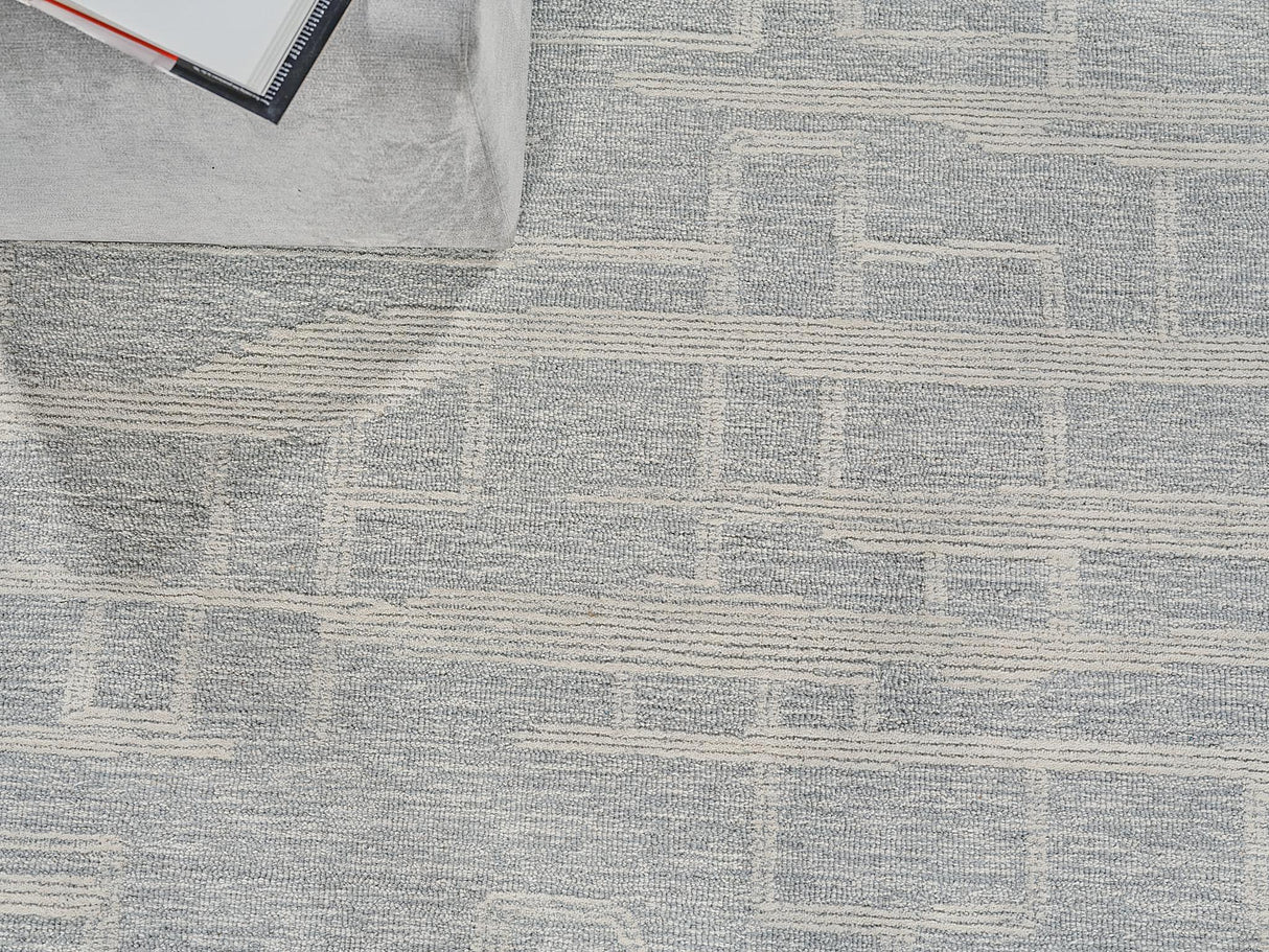 Exquisite Rugs Park City Handmade Hand-tufted New Zealand Wool on Canvas 6841 Light Gray/Ivory 10' x 14' Area Rug