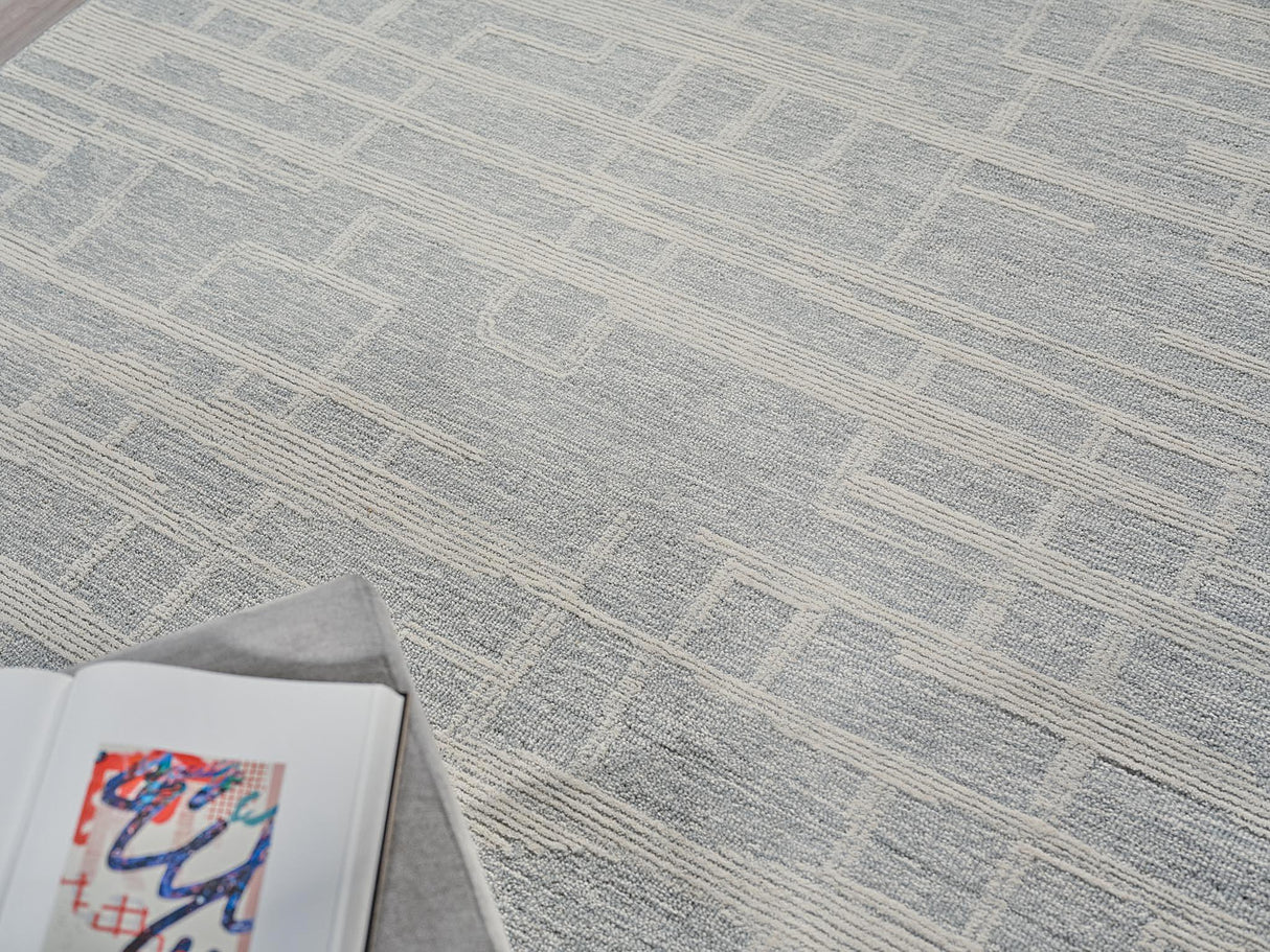 Exquisite Rugs Park City Handmade Hand-tufted New Zealand Wool on Canvas 6841 Light Gray/Ivory 9' x 12' Area Rug
