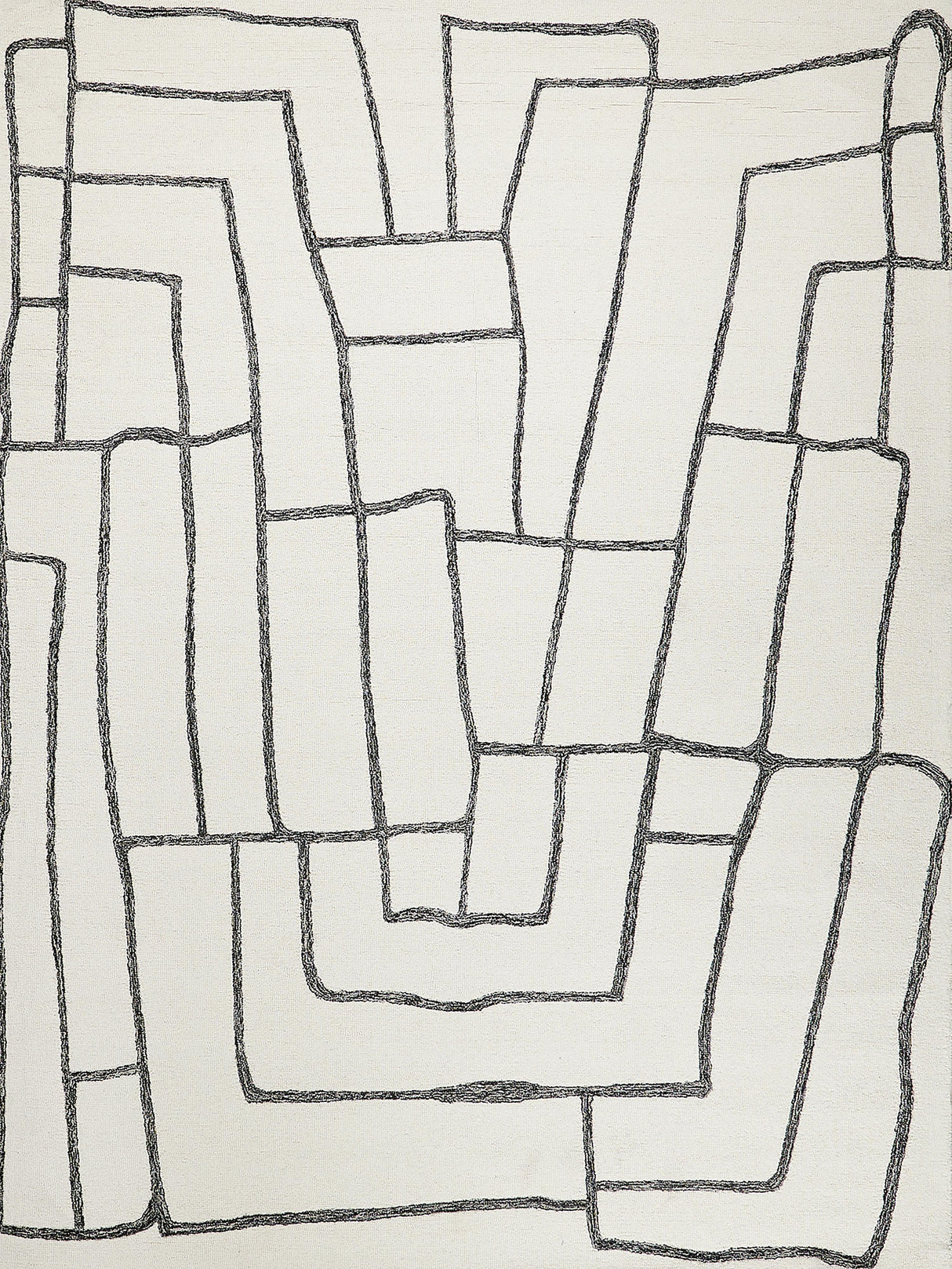 Exquisite Rugs Tangiers Handmade Hand-tufted New Zealand Wool on Canvas 6843 Ivory/Black 6' x 9' Area Rug